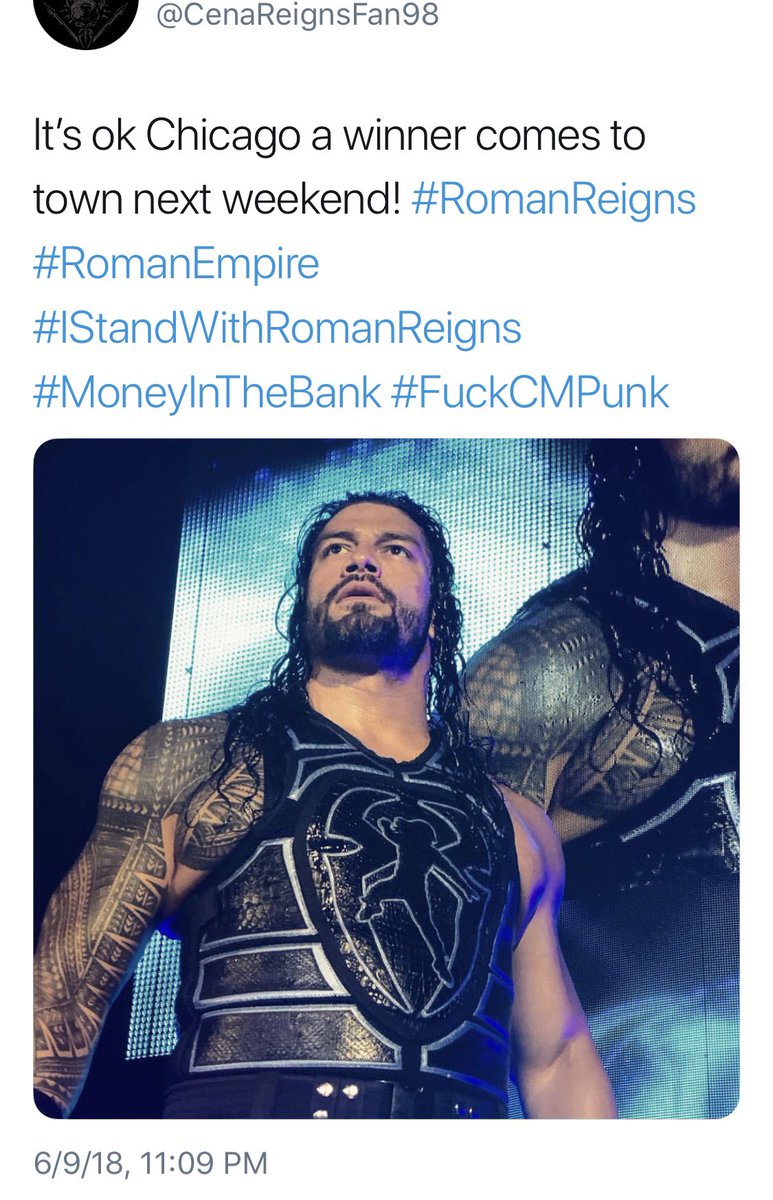 RREmpire98's tweet image. 😂 told y’all! #FuckChicago #FuckCMPunk #RomanReigns #RomanEmpire