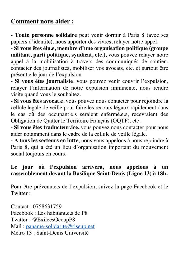 ExileesOccupP8's tweet photo. EXPULSION DES EXILE.E.S DE PARIS 8: COMMENT NOUS AIDER?
A faire tourner! https://t.co/XI3L2fvXdz