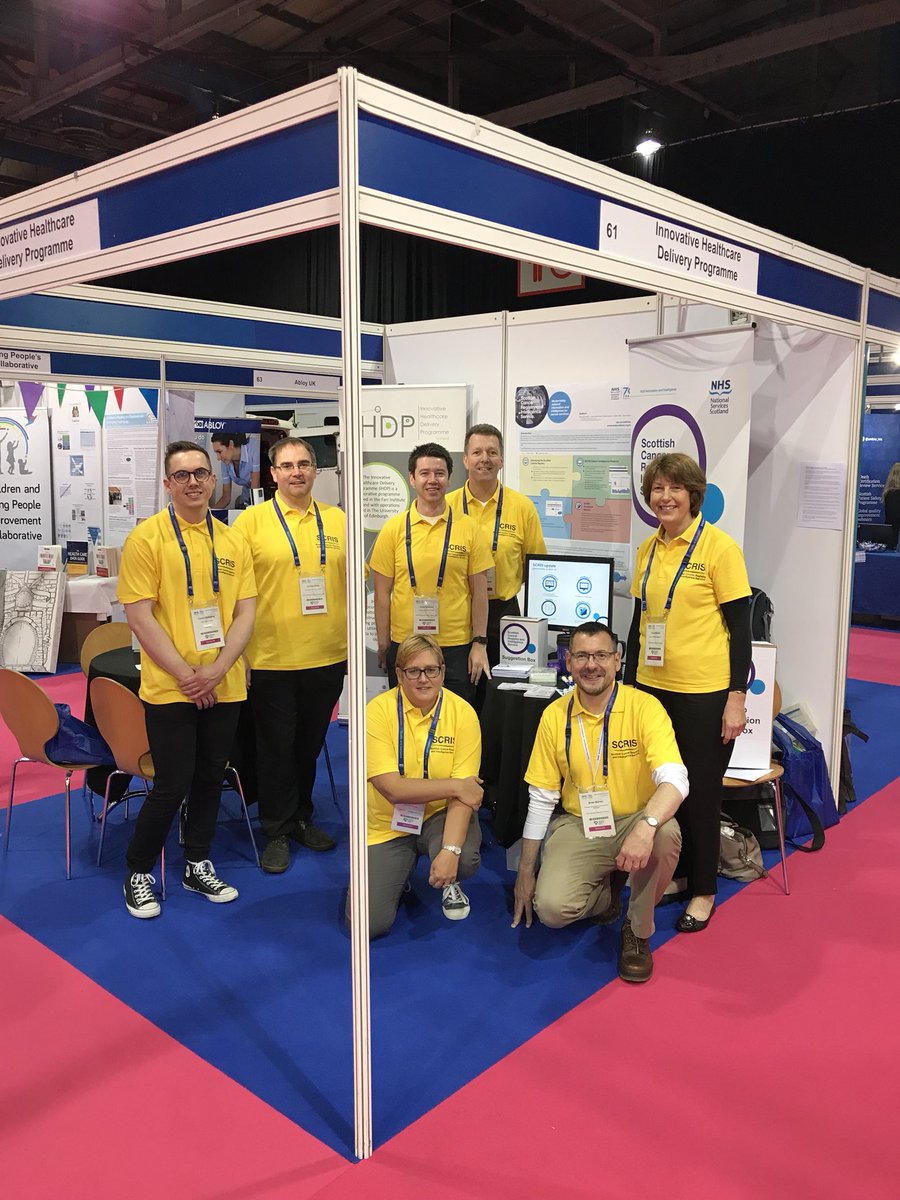 ScottHeald72's tweet photo. Team #scris ready to go!  Hear about cancer data innovations at #nhsscot18 stand 61. Photo 3 of the team to win a prize! @IHDPscot @NHSNSS https://t.co/90FBtfTjIB