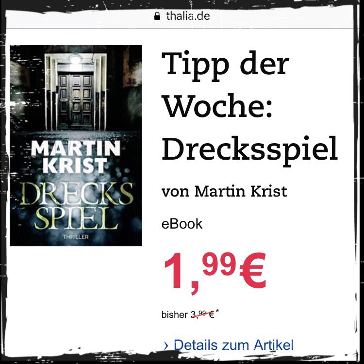 Nach einem tollen Wochenende beim #litcamp18 ein toller Start in die neue Woche: "Drecksspiel" der Tipp der Woche bei der Thalia Buchhandlung - Thalia.de 😍😊
➡️ bit.ly/2LzIOO3