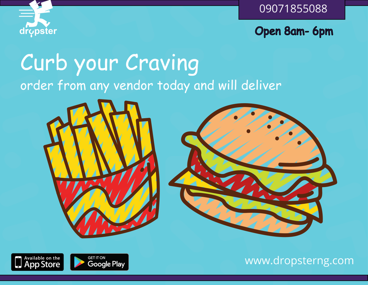 dropsterng's tweet photo. What are you craving this wonderful Monday? Let's get it delivered to you with ZERO WAHALA. 
Experience Dropster. https://t.co/jCCAYbkeCI