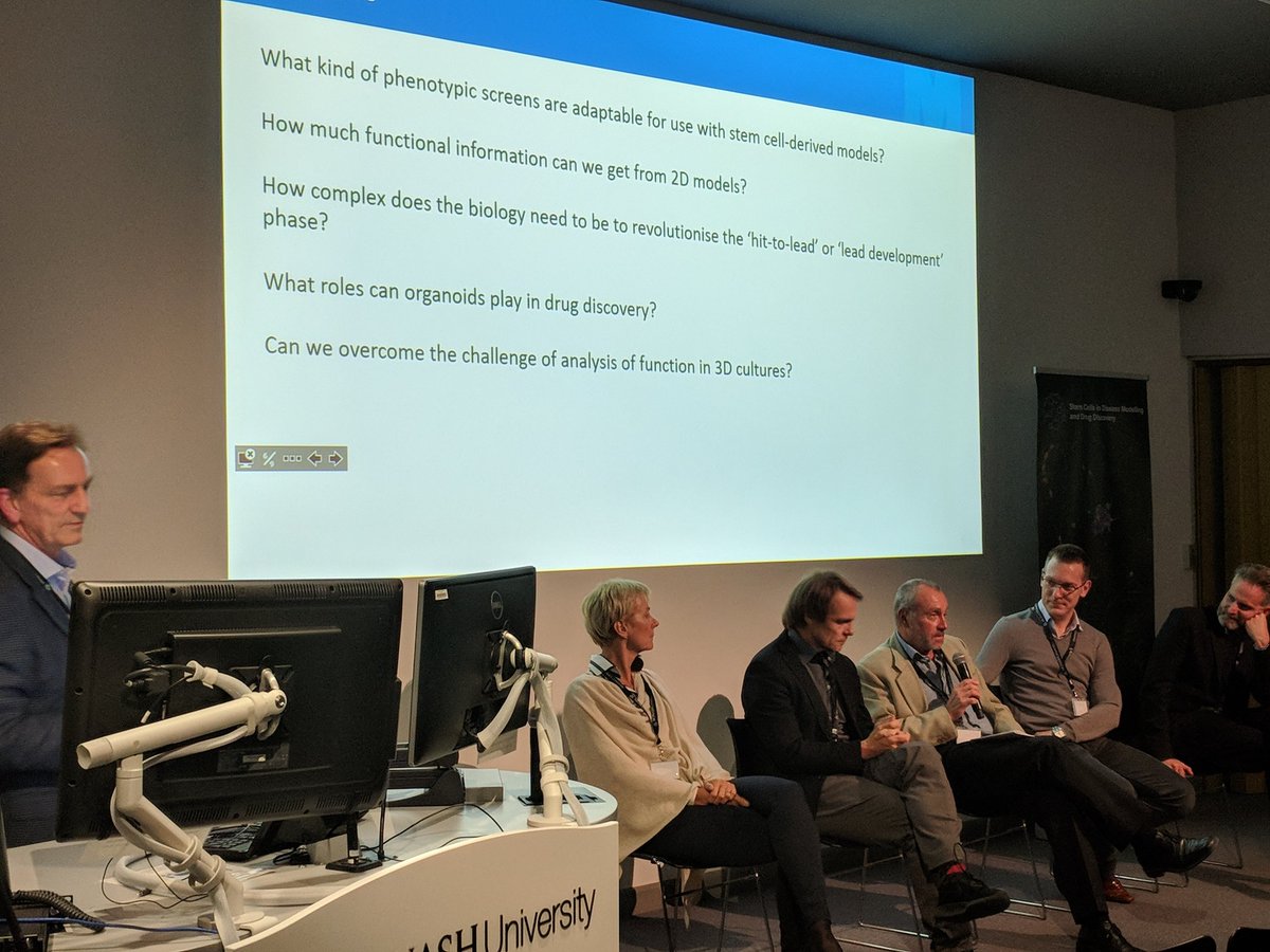 nyscf's tweet photo. How can human pluripotent #stemcell models accelerate #drugdiscovery? #SCDMDD2018 panel of Christine Mummery @UniLeiden, Lorenz Studer @studerl, Chris Langmead @MonashPharm, Paul Andrews @uknpsc, Daniel Hoyer @uommedia address key open questions by moderator @ColinPouton https://t.co/Zz3ZrnFo3k