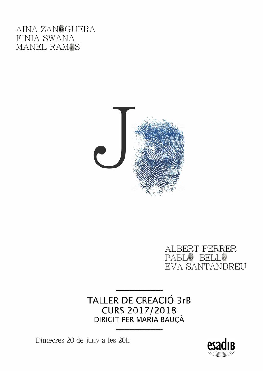 El dimecres 20 de juny a les 20 hores l’<a href="/ESADIB/">ESADIB</a> presentarà “Jo”, taller de creació dels alumnes de tercer, a l’auditori de l’escola #ESADIB #Teatre #ArtsEsceniques