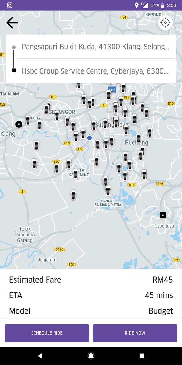 naimmudin's tweet photo. Selain GRAB (I miss you, UBER 😭), terdapat juga beberapa syarikat e-hailing seperti Quulo, MULA, EzCab, MyCar. Di bawah merupakan contoh harga dari rumah ke office pada waktu sama menggunakan setiap applikasi. #Quulo #MULA #EzCab #MyCar #Grab https://t.co/hRWMUyndaj