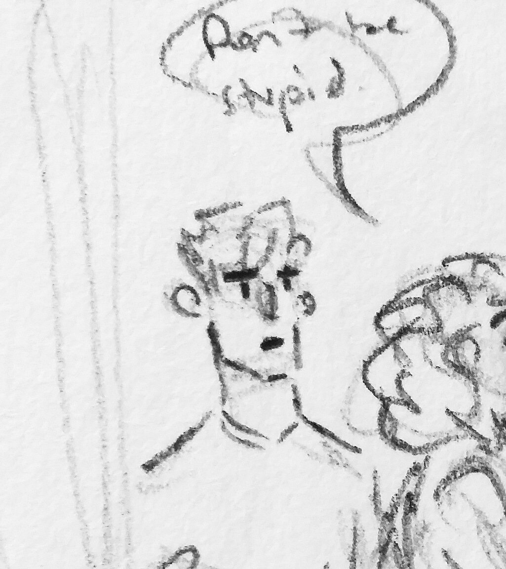 A bit worried I'm not going to finish my annual Midsummer Day art in time this year (it might have been...too ambitious) but either way I just want to immortalise this great sketch of Will I've done for it