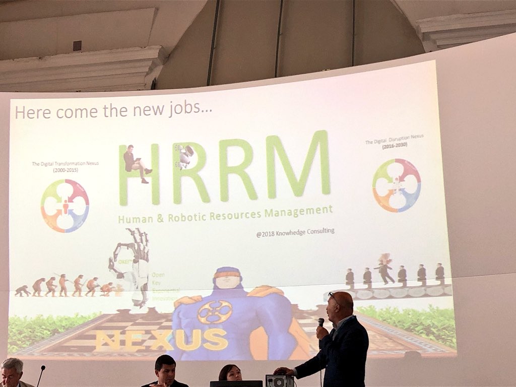 wfvanvalkenburg's tweet photo. We have to move to #hrrm Human &amp; Robotic Resource Management according to @CardinaliF #eden18 https://t.co/jTSD801K8d