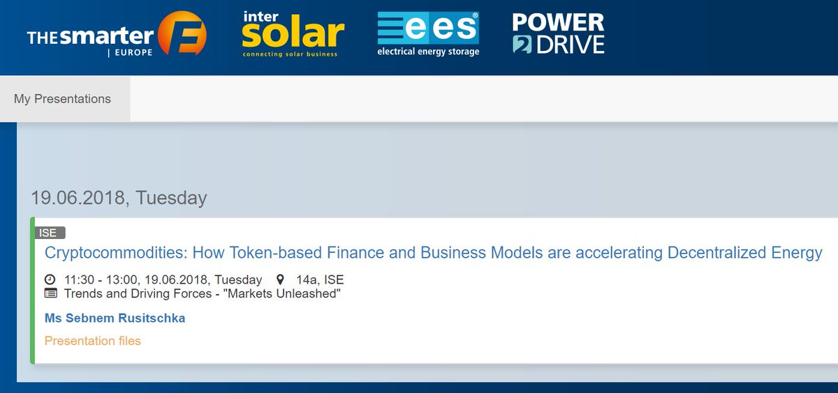 sebnem's tweet image. Just uploaded &quot;#Cryptocommodities: How #token-based Finance and Business Models accelerate #Decentralized #Energy&quot; 
Psyched to present at the &quot;Markets Unleashed&quot; session of @Intersolar 
intersolar.de/en/conference/… Do you want me to share the slides afterwards? RT &amp;amp; &amp;lt;3