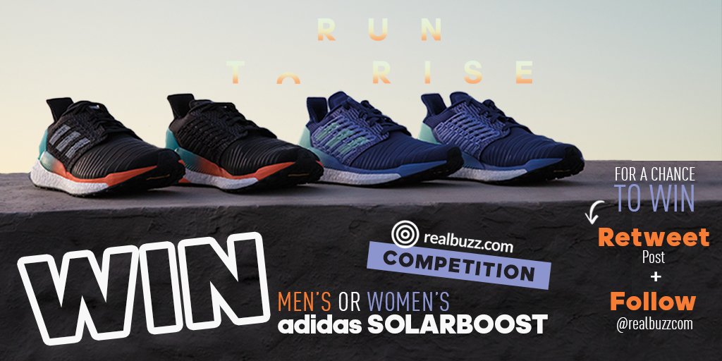 realbuzzcom's tweet photo. Run to rise in #SolarBoost. Win a pair of the brand new adidas SolarBOOST this month! All you need to do is RT + Follow to #WIN. Closing date is 30th June at 4pm. Good luck! #realbuzzSolarBoostJune. ππ #MondayMotivaton https://t.co/I63QlCQ4f8