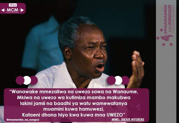 Pukey_Hassan's tweet photo. "Wanawake mmezaliwa na uwezo sawa na wanaume, mkiwa na uwezo wa kutimiza mambo makubwa lakini jamii na baadhi ya watu wamewafanya muamini kuwa hamuwezi. Kataeni dhana hiyo kuwa kuwa mna UWEZO" ~ Mwl. Julius Kambarage Nyerere #MCM #MwanamkeNaUongozi https://t.co/yLKGjQUFp0