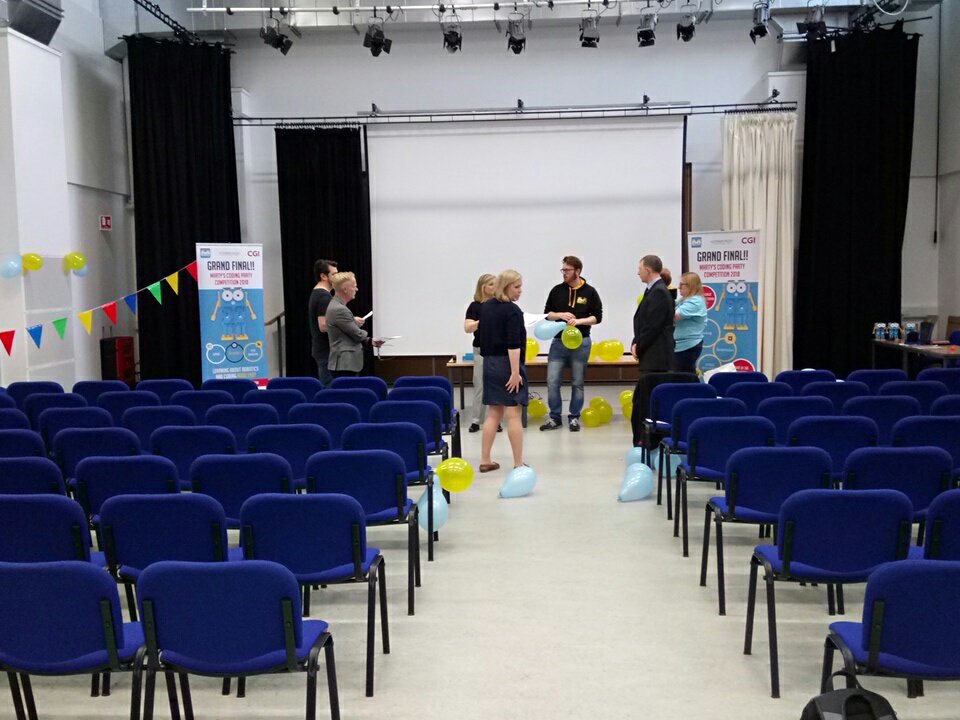 RoboticalLtd's tweet image. Setting up for the grand final of #MartysCodingParty18 with @CGI_UKNEWS, @Edinburgh_CC at @forresterhs. Can&apos;t wait to see the finalists! #Edinburgh #Robotics #ukedchat