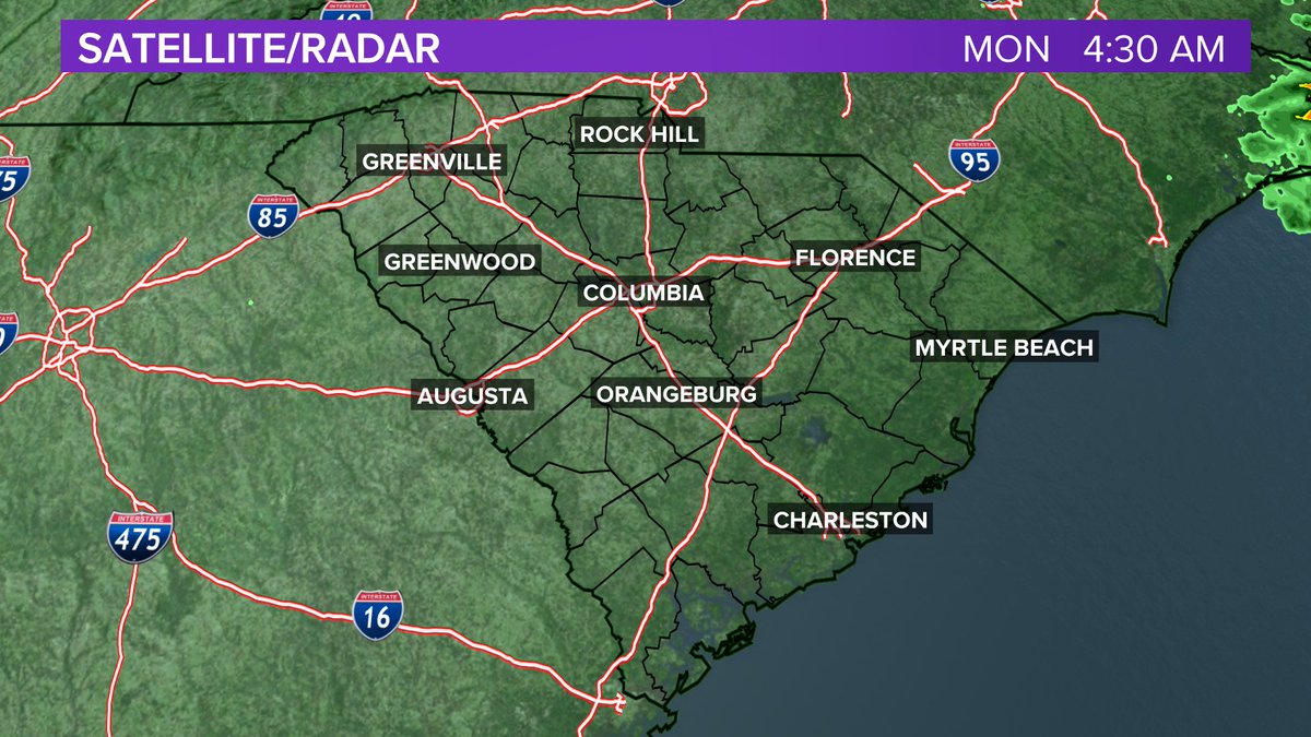 Here is the current South Carolina satellite/radar composite image