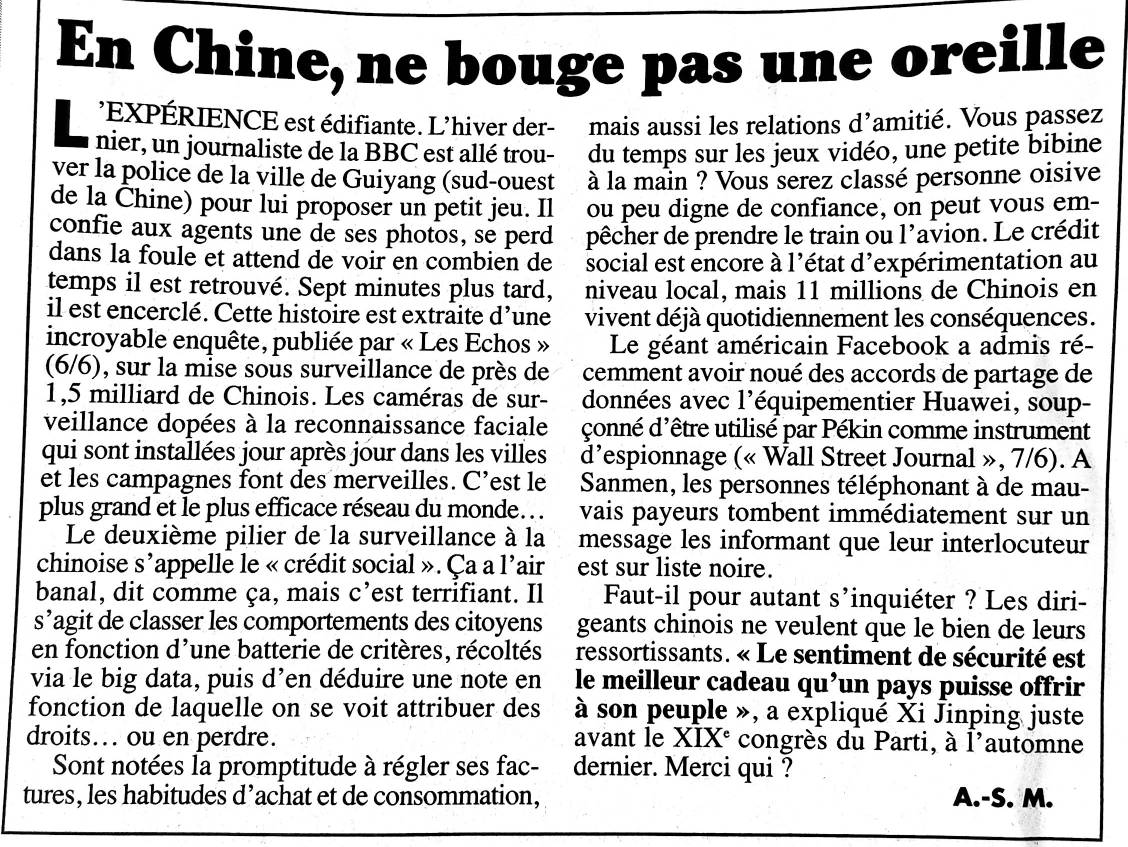 pjourdan1967's tweet photo. [#PROMISECONSULTING ] [#CONSOLAB] En Chine un journaliste tente une expérience originale : 7 minutes pour être cerné par la Police grâce à la reconnaissance #faciale généralisée #Chine #BigData #CanardEnchaine https://t.co/cVQPrn8wr8