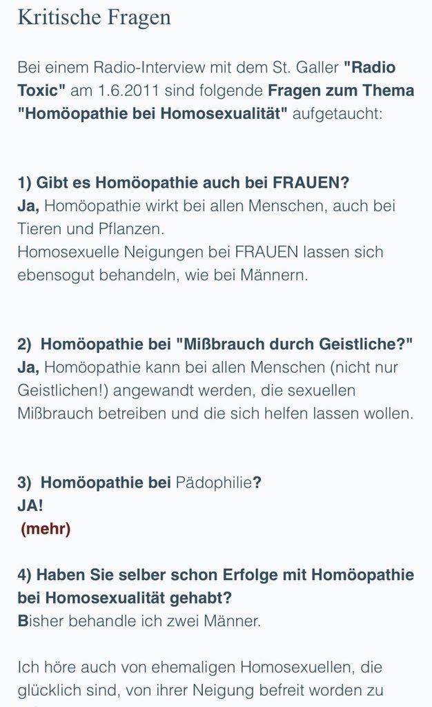 Homöopathie kann teuflische Krankheiten wie Homosexualität und sogar Pädophilie kurieren, und das sogar bei Frauen! (bkae.org) Ich bin so beeindruckt, dass mir fast mein Orgonit von der Erdscheibe gefallen wäre... #Geschwurbel #FlatEarth #facepalm