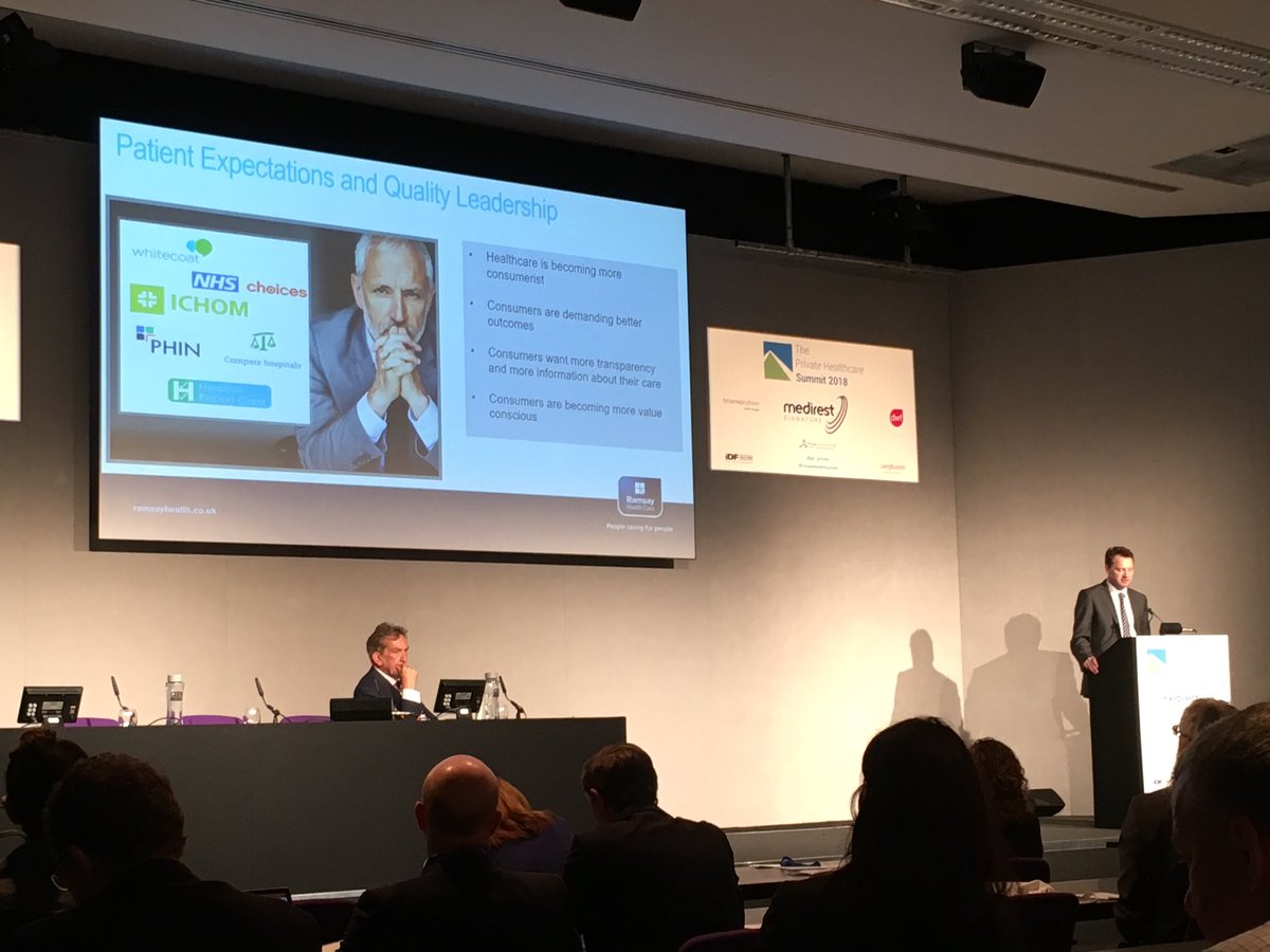 t1mwilliams's tweet photo. ‘Consumers are demanding better #outcomes, transparency, value’ - says, @ramsayhealthUK CEO ref. @ICHOM_ORG @PHIN_UK #PrivateHealthSummit https://t.co/Fzct22ro7o