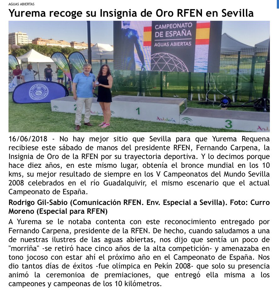 cnvila_real's tweet photo. Yurema Requena recoge su Insignia de Oro RFEN en Sevilla #cnvila_real #sme_vilareal #EndavantEsports 
#JuntsSomMésForts #bancomediolanum
#geotiles_official @cnvila_real @VillarrealCF
@ajvila @SMEVILAREAL
https://t.co/9kvE7FyLLw
#bancomediolanum https://t.co/1ZrB0gi0ZW