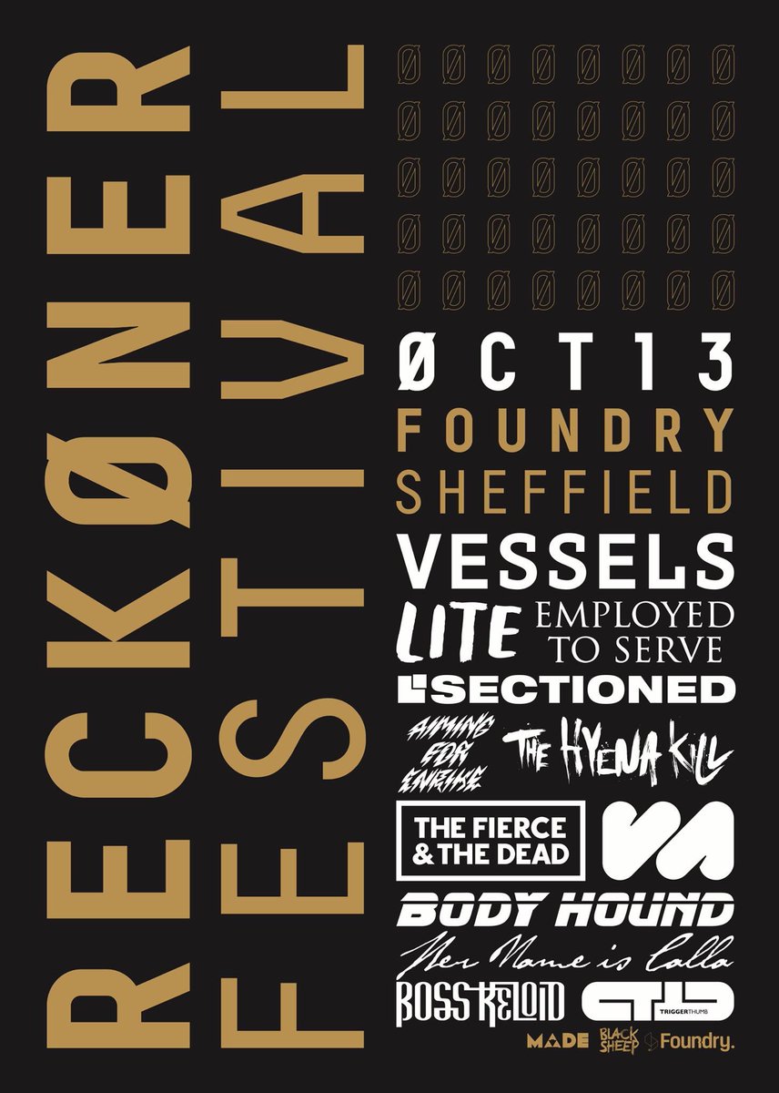 Reckoner Festival (@reckonerfest) on Twitter photo FINAL WAVE ANNOUNCEMENT. Welcome <a href="/Vesselsband/">Vessels</a> <a href="/SectionedBand/">Sectioned</a> <a href="/BOSSKELOID/">BOSS KELOID</a> @hernameiscalla and <a href="/TheHyenaKill/">The Hyena Kill</a> FINAL WAVE ANNOUNCEMENT. Welcome <a href="/Vesselsband/">Vessels</a> <a href="/SectionedBand/">Sectioned</a> <a href="/BOSSKELOID/">BOSS KELOID</a> @hernameiscalla and <a href="/TheHyenaKill/">The Hyena Kill</a>