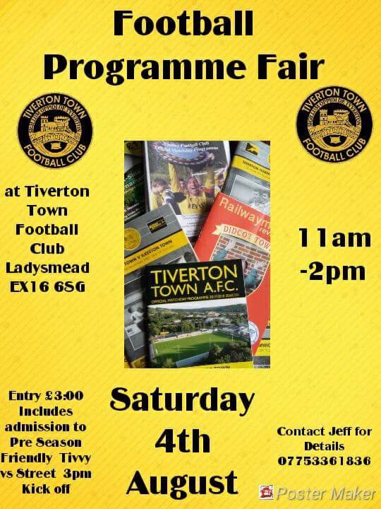 PRE SEASON FRIENDLY  Details for Tiverton Town FC
