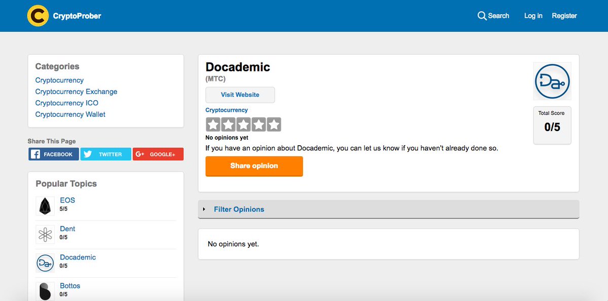 CryptoProber's tweet image. #Docademic has been added to the site, you can now add a review and rating - bit.ly/2JMUUag @Docademic #cryptocurrency