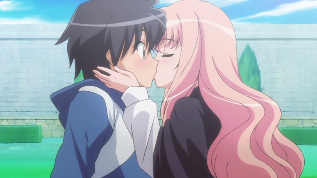 Girl kissed Boy.#Zero_no_Tsukaima.