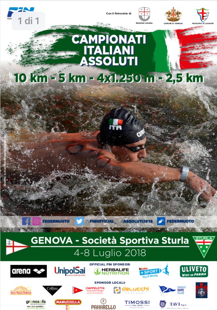 Campionati italiani assoluti  4-8 Luglio alla Sportiva Sturla