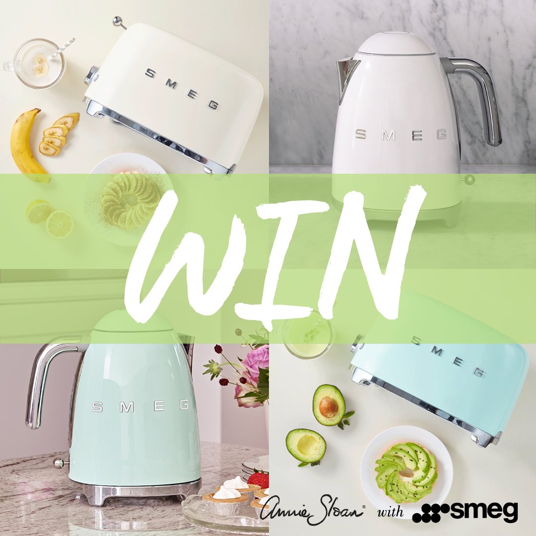 AnnieSloanHome's tweet photo. ***WIN!*** 
Want to win an iconic kitchen appliance worth £119.95? You can! I’ve teamed up with @smeguk so you can win a Kettle or Toaster in a colour of your choice! Like this tweet and click this link to enter: https://t.co/I8zWwhpTBV   
#AnnieSloan #Win #Smeg https://t.co/45QPfOg87m