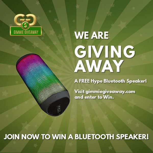 gimmiegiveaway's tweet image. FREE HYPE BLUETOOTH SPEAKER!  Join Gimme Giveaway and select this prize and many others.  Share with your friend and their entry counts for you too! #giveaway #sharingiscaring #winners #daily