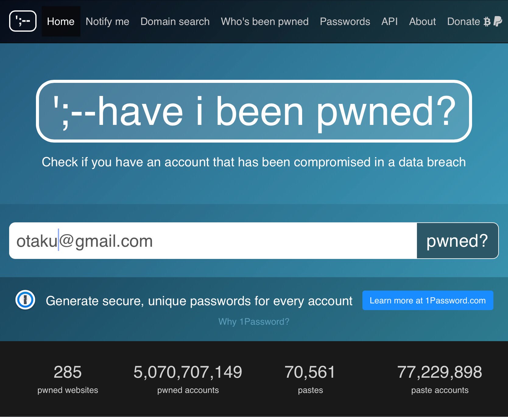 تويتر いとう على تويتر 面白いサイトを教えてもらったので紹介 自分のメールアドレスで登録したアカウント情報 パスワードが流失しているかどうかチェックできるサイト怖すぎる T Co 8tnpr5ccp2 T Co Hs4pxkvn81