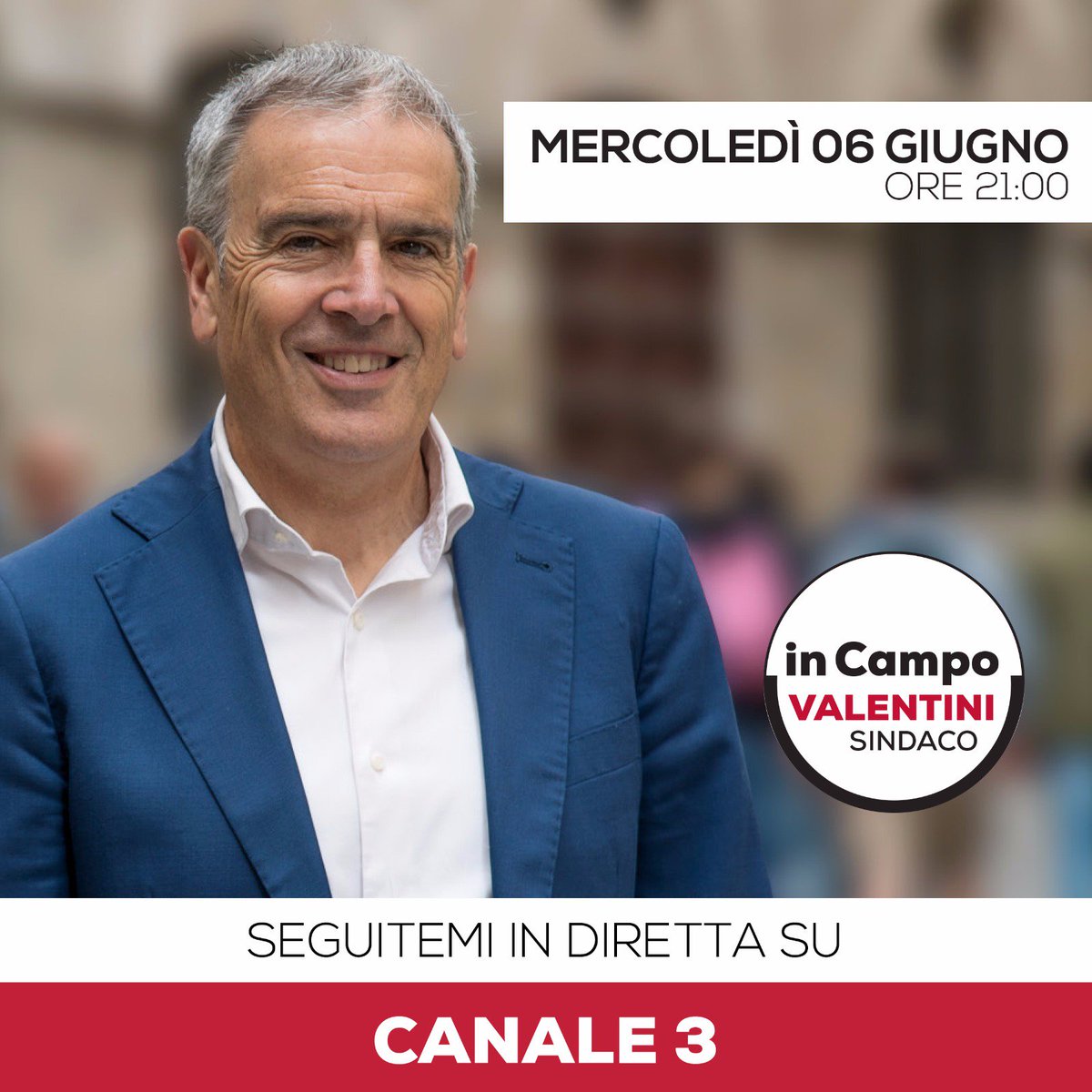 Valentini_Bruno's tweet photo. Vi invito a seguirmi questa sera in diretta alle ore 21:00 su Canale 3, frequenza 95 del digitale terrestre. A stasera!
#ValentiniSindaco https://t.co/nofhJupNMm
