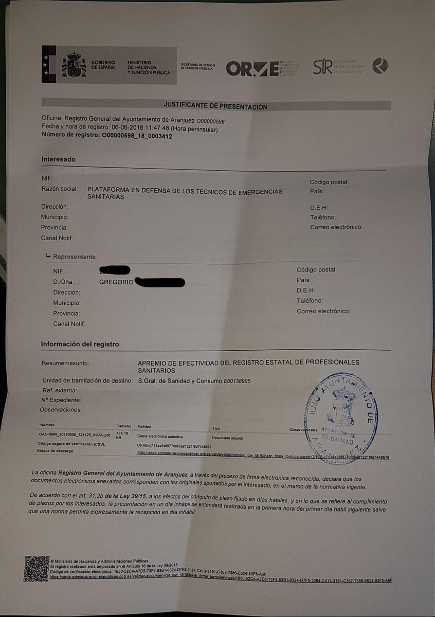 EnDefensaRDTES's tweet photo. Presentación de escrito en #RegistroUnico dirigido al #MSSSI para solicitar el estado actual del registro estatal de profesionales sanitarios. https://t.co/mXpF4BL0G2