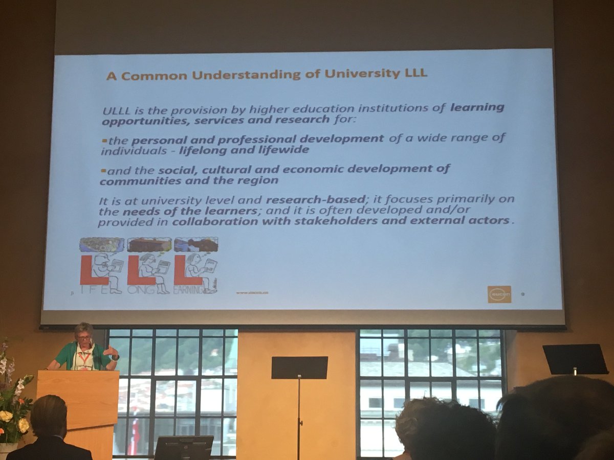 robbramb's tweet photo. #eucenBergen Reflecting on LIFELONG LEARNING and the role of Universities in enhencing employability in Times of transition: personal and professional development as a key for competiveness. https://t.co/TFBow9u14E
