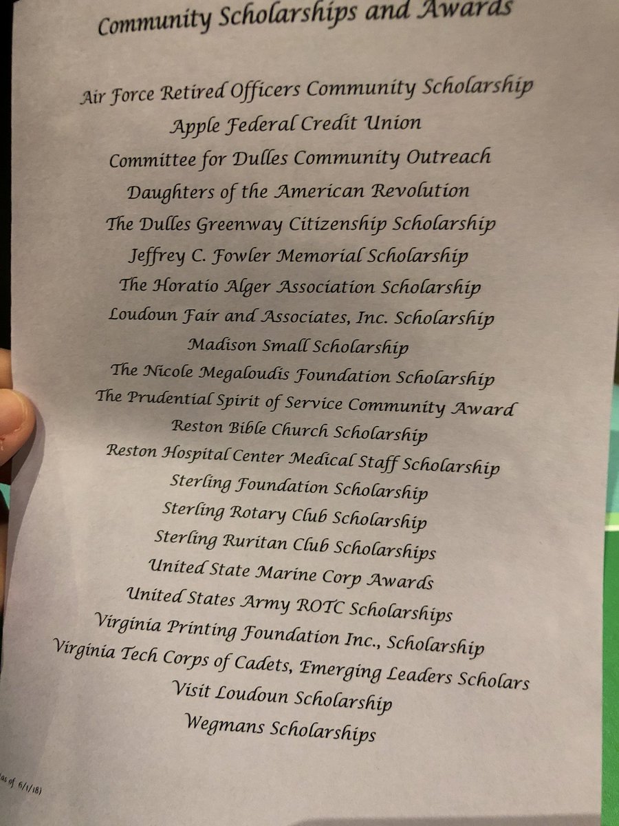 Congrats to more of our <a href="/pfhs2018/">PFHS CLASS OF 2018</a> students for their awards! Thank you to our community groups who support our students! <a href="/PFHSCounseling/">Potomac Falls HS School Counseling</a> <a href="/NMFMakeItHappen/">Nicole Megaloudis Foundation</a> <a href="/ArmyROTC/">Army ROTC</a> <a href="/AppleFedCrUnion/">Apple Federal Credit Union</a> <a href="/restonbible/">Reston Bible Church</a> <a href="/LoCoSports/">LoCoSports</a> <a href="/Rotary/">Rotary International</a> <a href="/Wegmans/">Wegmans Food Markets</a> <a href="/USMC/">U.S. Marines</a> @SterlingFest
