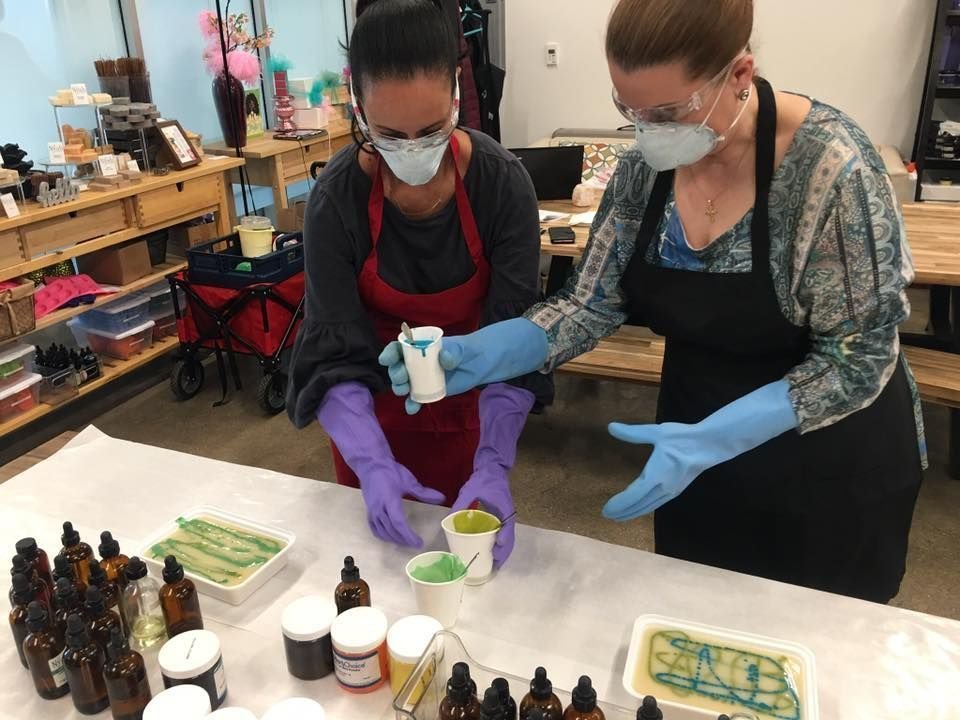 SoapCoach's tweet photo. The beginning to beautiful swirled soaps in a recent Soap Intensive. We teach the beauty, chemistry, and how to make soaps "from scratch" in our classes. https://t.co/X4ReOVVGAR #NJ #DIYSoap #LearnSoap #SoapMakingClass #SoapMakingIntensive #HandmadeSoap #NaturalSoap #SwirledSoap https://t.co/gPHEWf9ajz