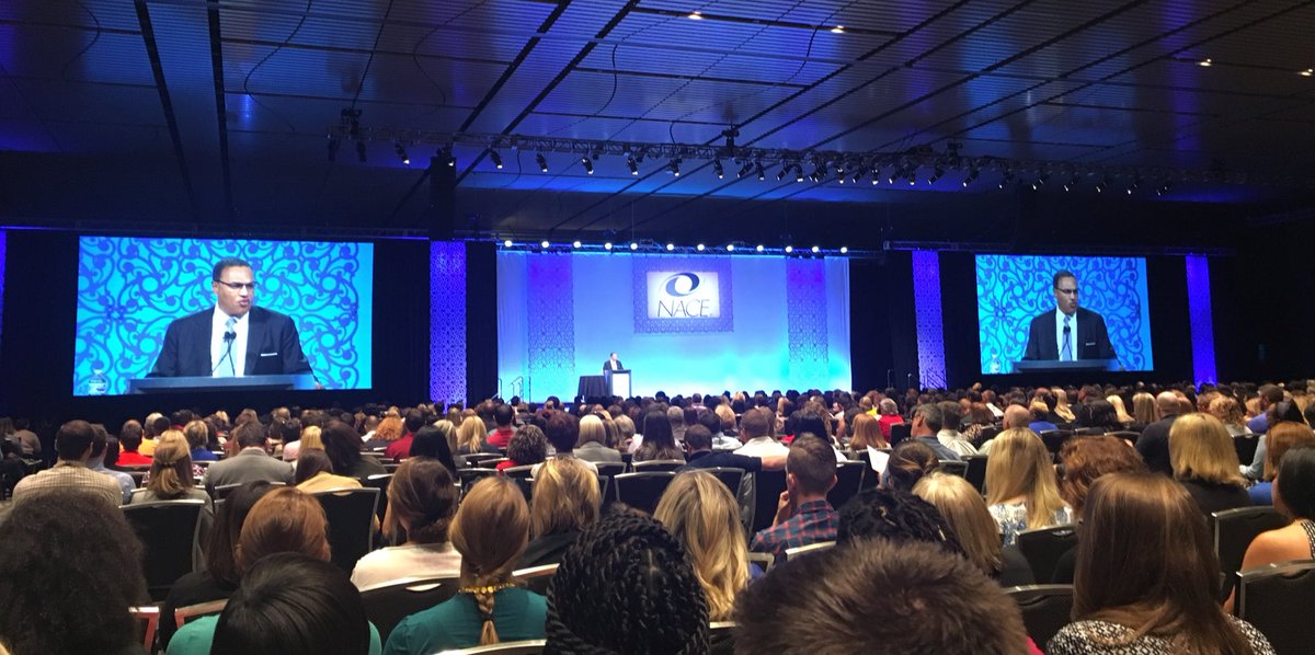 stascurrier's tweet photo. Dr Freeman Hrabowski kicks off @nace2018 with a call for career centers and companies to be thought partners and use career center as focal point for ed institute engagement #nace18 #careercenter #employerengagement https://t.co/d340TPJ9V3