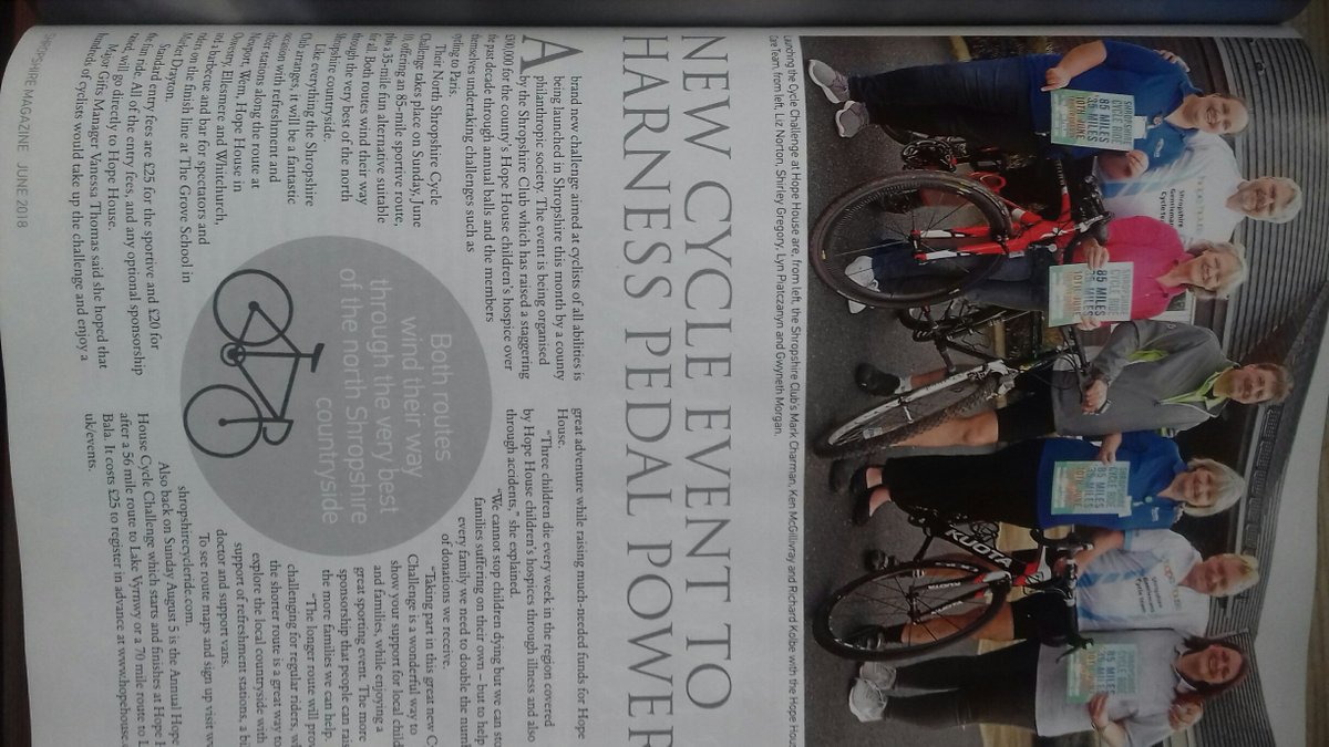 ShropshireCycle's tweet photo. A quick reminder that this is our inaugural ride in this format and we'd dearly love for it to be a big success. Many thanks for the article in this month's Shropshire Magazine https://t.co/zKC1jPUSfM