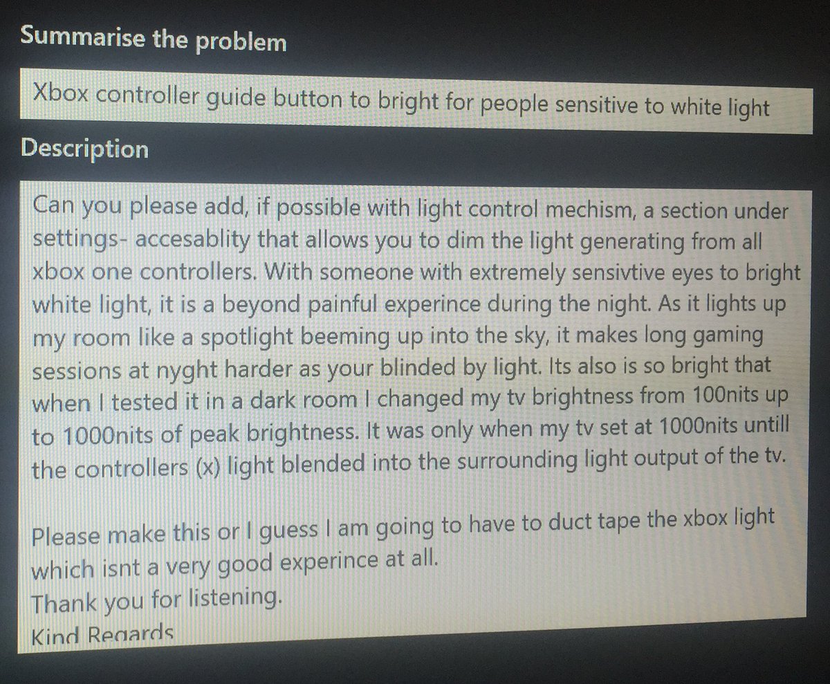 BAiNZY3's tweet image. @XboxQwik  @XboxP3 @majornelson   I hopes this works! 🙏🏼  #xbox  @XboxSupport #lightsensitive #SAD  #supportacessablity