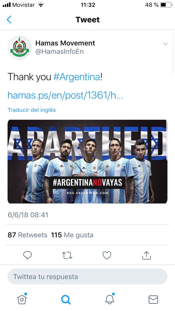 JonatanViale's tweet photo. Qué orgullo como país que nos felicite la organización terrorista Hamas.
🤦‍♂️ https://t.co/yJ7Or2nuQl