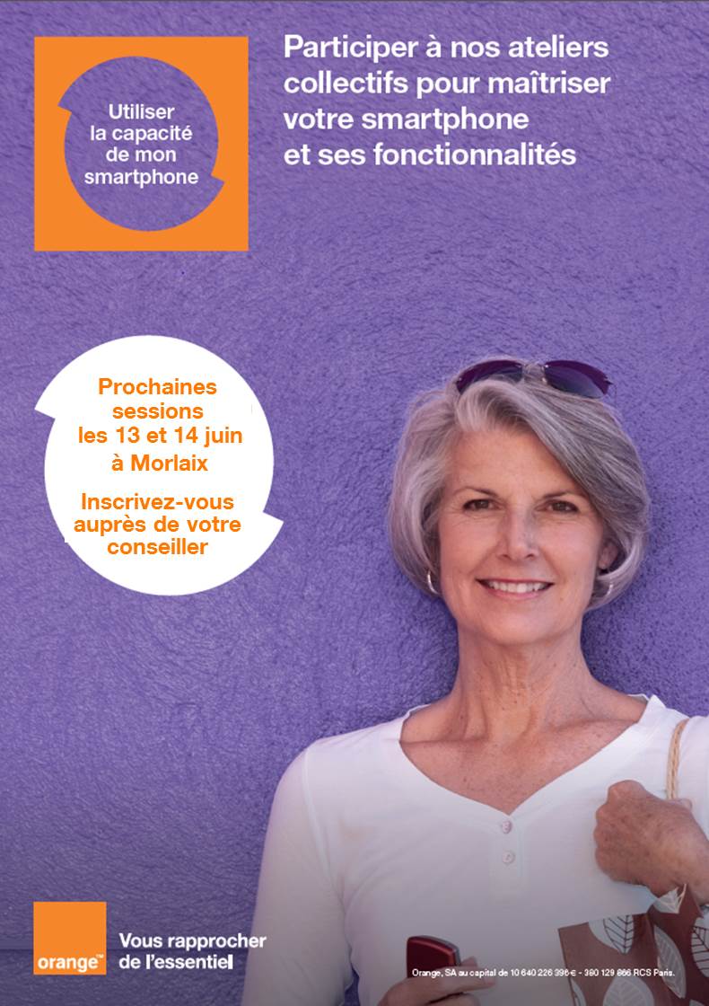 OrangeBretagne's tweet photo. Besoin d'aide pour maîtriser votre smartphone et ses fonctionnalités 📱 ?
Rdv les 13 ou 14 juin pour un atelier collectif gratuit dans votre boutique Orange de la galerie commerciale Géant #Morlaix ➡ pensez à vous inscrire auprès de votre conseiller commercial https://t.co/FXSt8WsN61