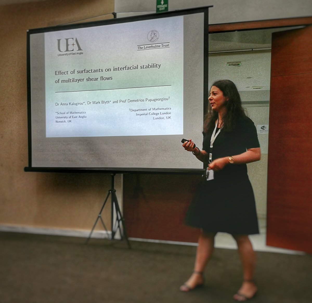 rcimpeanu's tweet photo. @anna_kalog9 from @UEA_Maths lowering the tension in the room at the final session of GRACM2018 with some really nice (and occasionally naughtily chaotic) surfactants! #Mediterranean #fluids #GRACM #GreekOdyssey #summermaths https://t.co/pUBoGQEW6l