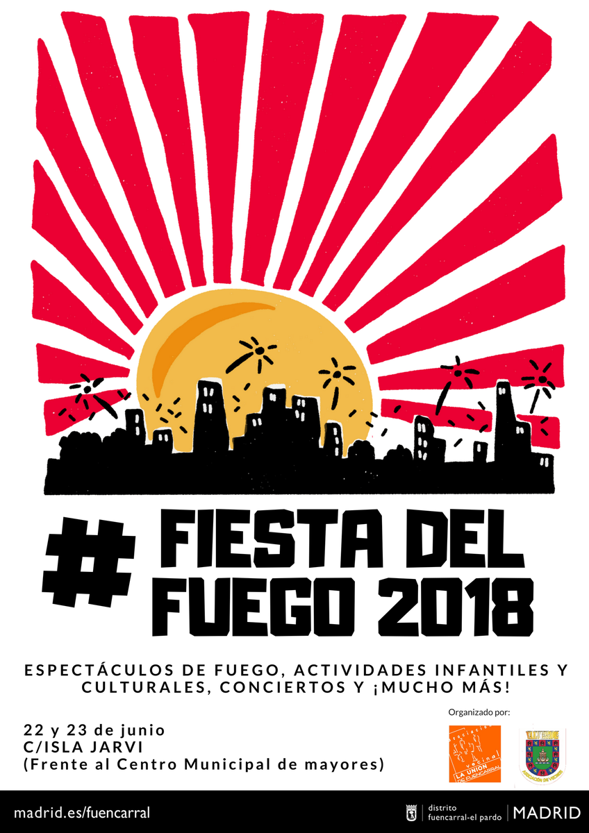 JMDFuencarral's tweet photo. A pesar de lluvia, se acerca el #verano y en el distrito lo celebramos con la Fiesta del Fuego. Los días 22 y 23 de junio. Pronto te contamos más cosas
#FiestadelFuego2018 https://t.co/YeAy070LBr
