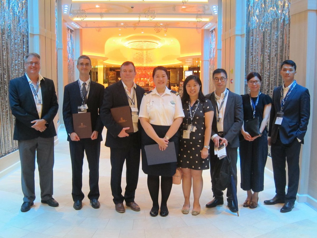 PlymUniTHE's tweet photo. University of Plymouth BSc Cruise Management MoU agreement signing onboard @royalcaribbean Ovation of the Seas at Kai Tak Cruise Terminal between @PlymUni, World Cruise terminals and HKUSPACE (Hong Kong)
#cruisemanagement #cruisewithuop #plymunithe #internationalpartnerships https://t.co/JSIPXr3L59