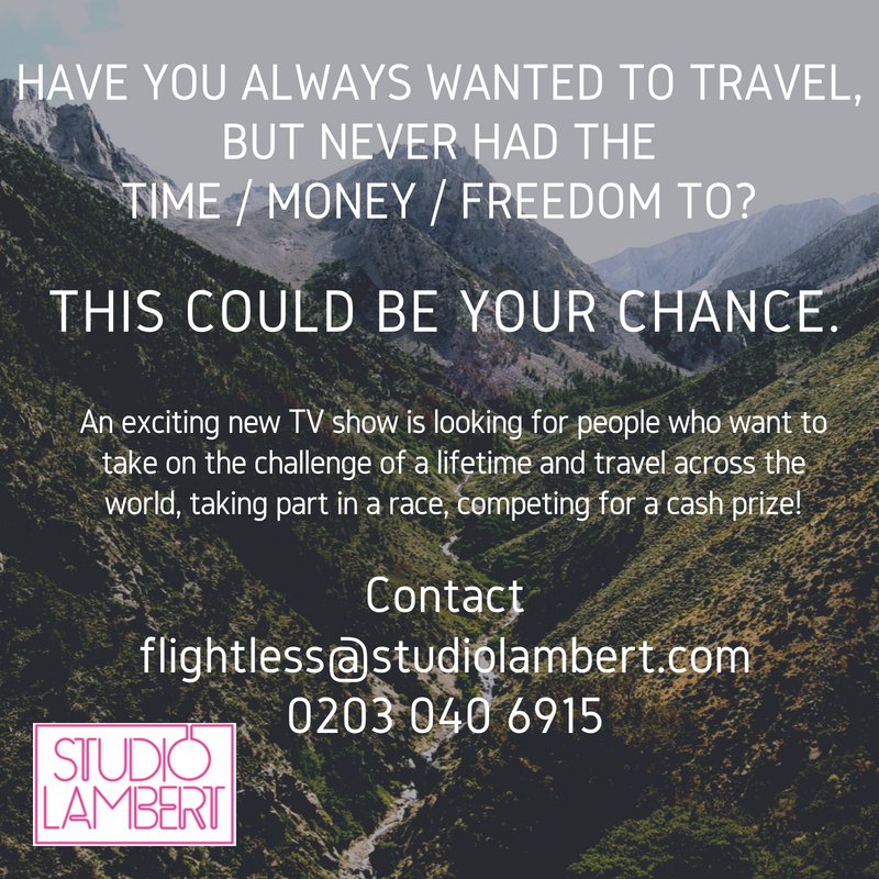 Would you like to leave the UK and travel the world for the first time? Think you’ve missed your chance to have a ‘Gap Year’? Maybe not... 

New TV series looking for adventurous individuals ready for the challenge of a lifetime. Link to apply in bio!