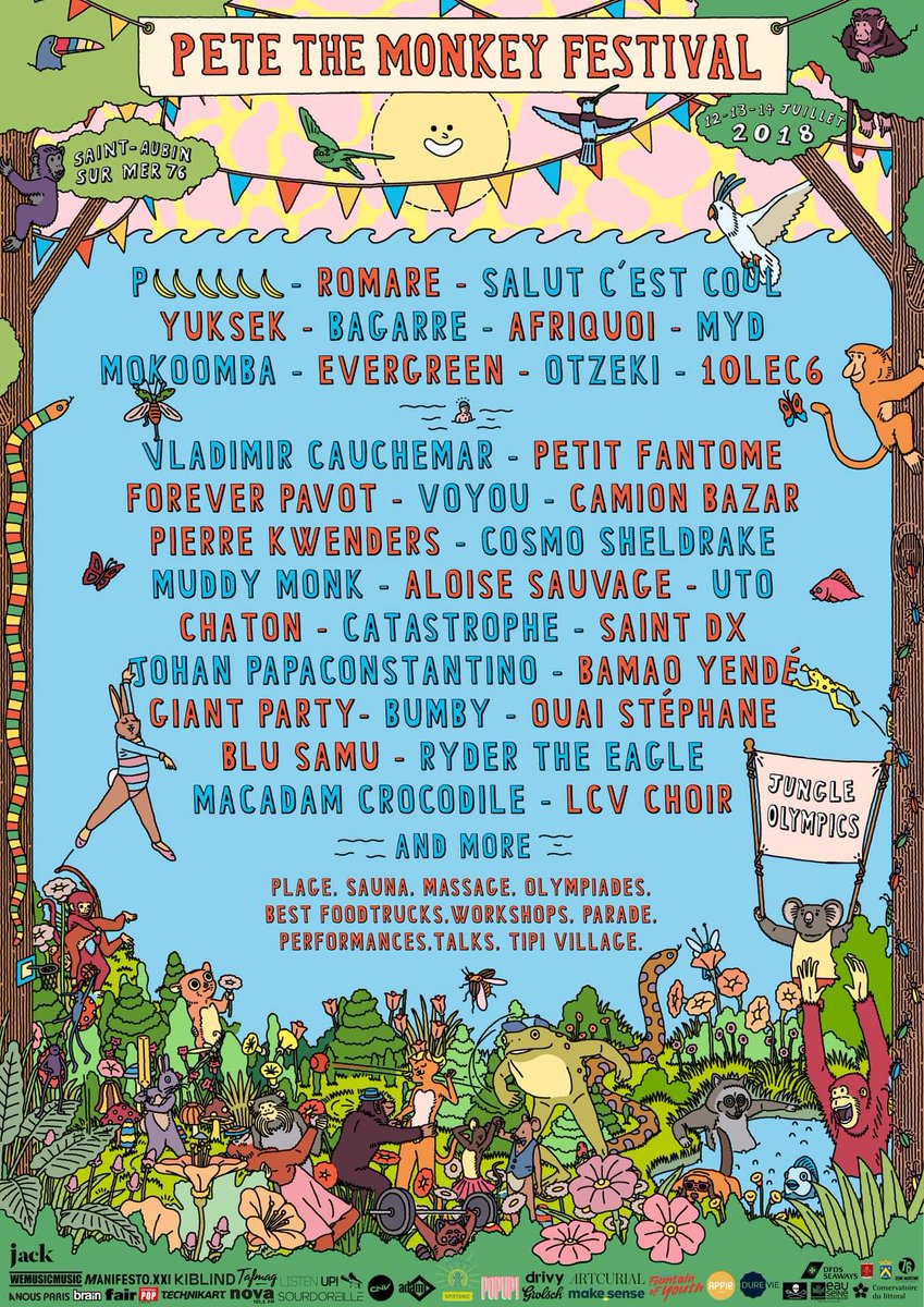 MusicalBreakFR's tweet photo. Le line-up de @pete_the_monkey est enfin là ! 🐵
On y retrouvera @salutcestcool @PetitFantome @voyovoyou @yuksek @evergreen_sound et bien d'autres du 12 au 14 juin prochain👌
#petethemonkey #festival https://t.co/hxTnu7udMx