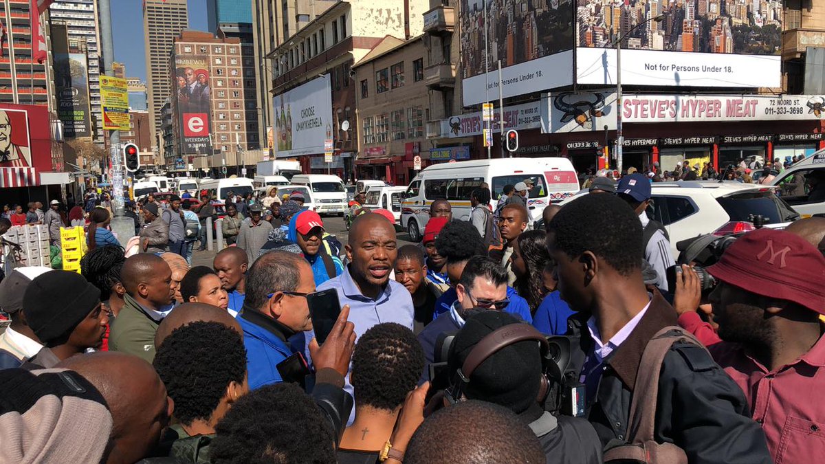 Our_DA's tweet photo. The engagement with commuters continues in Jozi.
People are angry, and rightfully so. They are spending more of their hard-earned money on food and transport under Cyril Ramaphosa’s ANC government. #TaxAttack https://t.co/0PY7bbuC6s