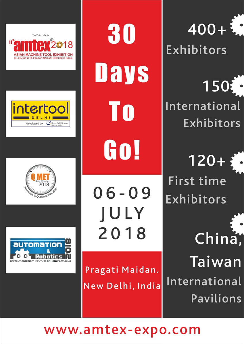 reed_triune's tweet photo. #30DaysToGo for the premium #machinetools #exhibition #amtex 
#RegisterNow on https://t.co/OngujHmyet 
#upcomingmachineryexhibition https://t.co/yOVHxwUwRB