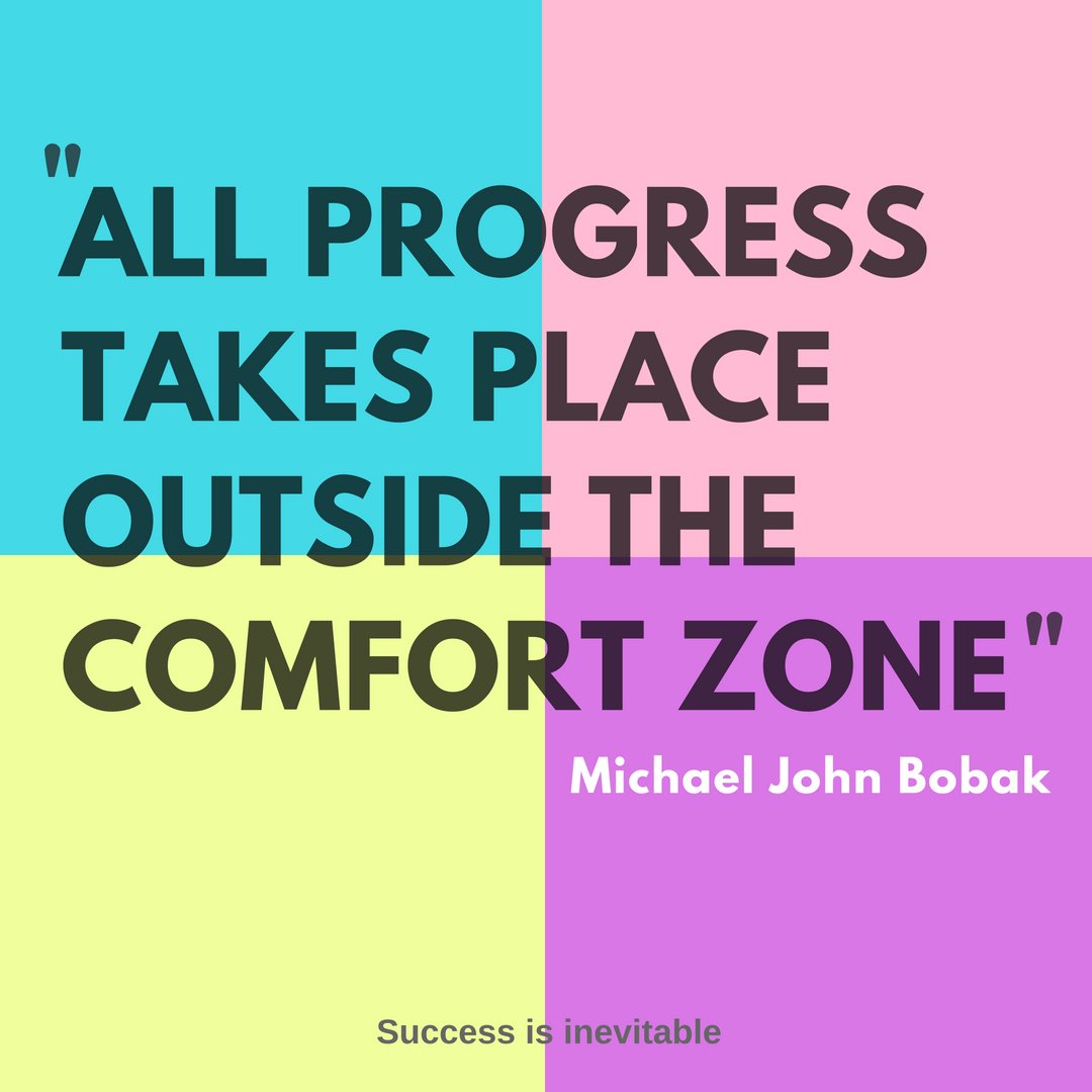 'All progress takes place outside the comfort zone'
#SuccessIsinevitable #Motivation #Success #LawofAttraction #quote #Progress #LeaveComfortZone