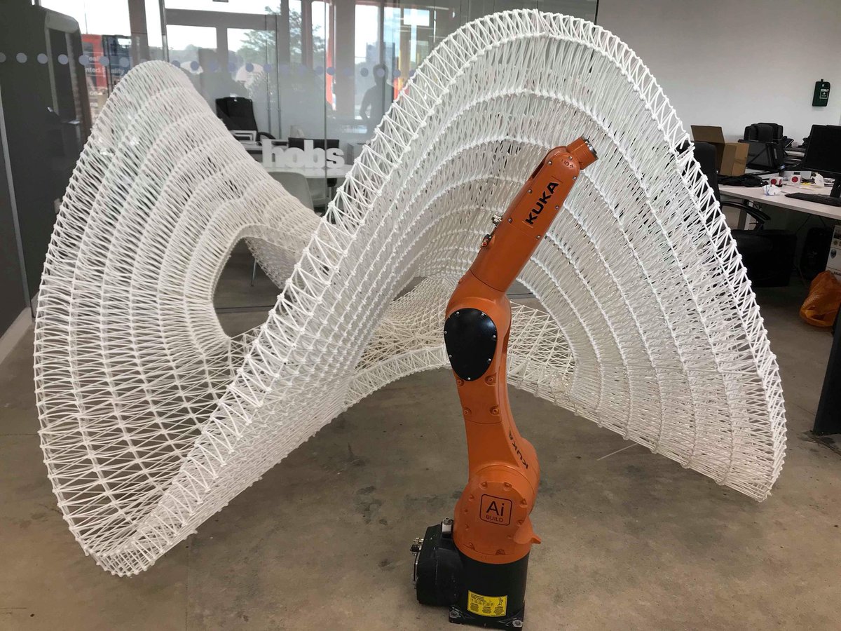 Daedalus is resurrected at <a href="/Hobs3D/">Hobs 3D</a> HQ <a href="/HereEast/">Here East</a>!
This unique piece is displayed next to some amazing work from Hobs.
More to come on the applications of Ai Build’s technology &amp; new projects we are working on. 
#collaboration #3dprinting #technology #software @KUKARoboticsUK