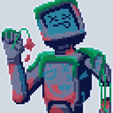Schmandicasual's tweet photo. Overgrown ROBO_head pixelart. Inspired by the question: how long would he make music after there is no humanity? @CytusRayark #CytusII #rayarc #dotpict https://t.co/CMA7ZicvD5