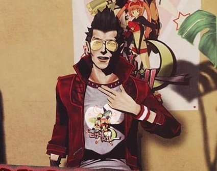 Samurai__Dog's tweet photo. @Snakey_Bakey Your hair in the second photo reminds me of Travis Touchdown from No More Heroes. https://t.co/0jBZsZmEyx