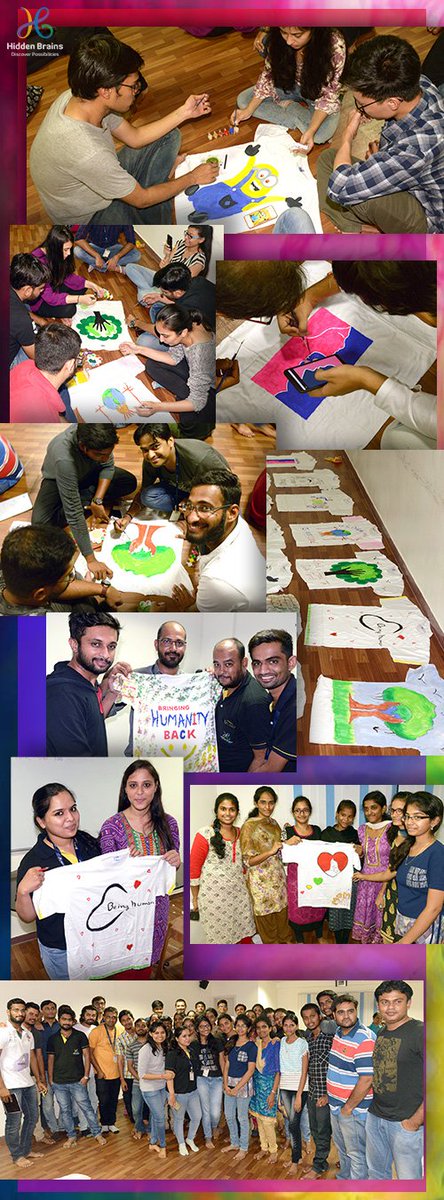 HiddenBrains's tweet photo. Hidden Brains organized T-shirt painting competition as part of PreConvergence celebrations. This fun-filled event aimed to recognize artistic talent as well as celebrate camaraderie among team members. #HBAnniversary15 #LifeAtHB #PreConvergence #Convergence2018 https://t.co/XV9gQfoi3W