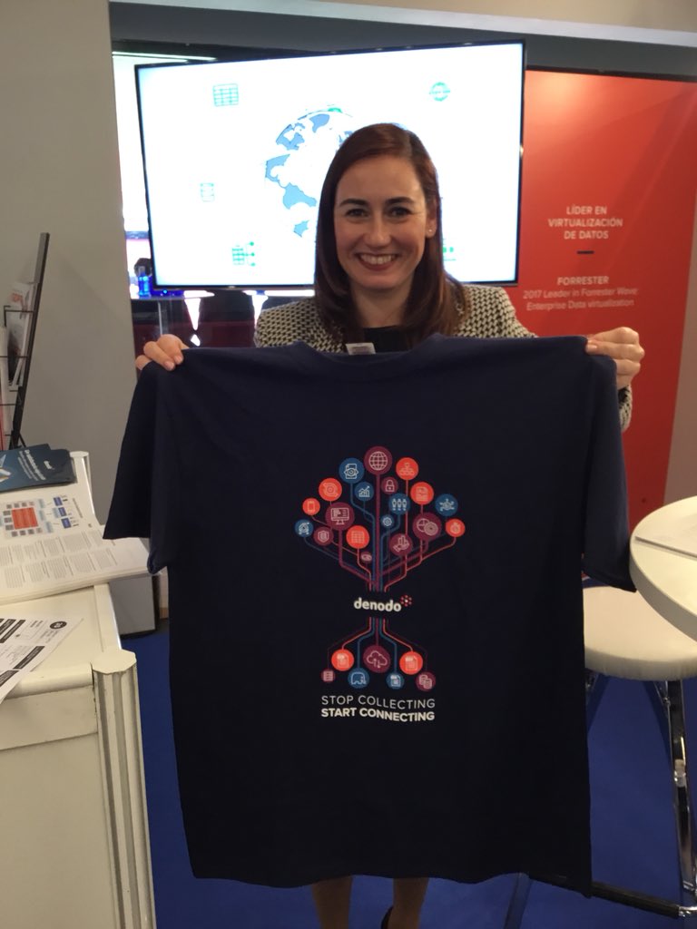 ifaes's tweet photo. Todo el equipo de @denodo en #3SMadrid ~ Son líderes en virtualización de datos, #startconnecting ¿quieres una camiseta como esta? Sí! Pues solo tienes que venir a visitar el stand #bigdata #BI https://t.co/A0HNS6Pisb